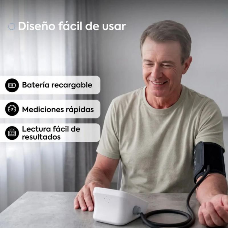 Baumanómetro Digital de Brazo Recargable USB para Monitorear Presión Arterial Blanco