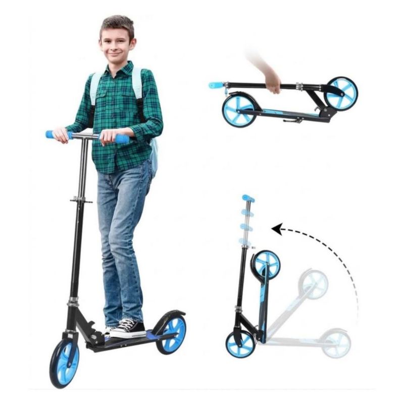 Patin Scooter Completo Ajustable En 4 Niveles Azul