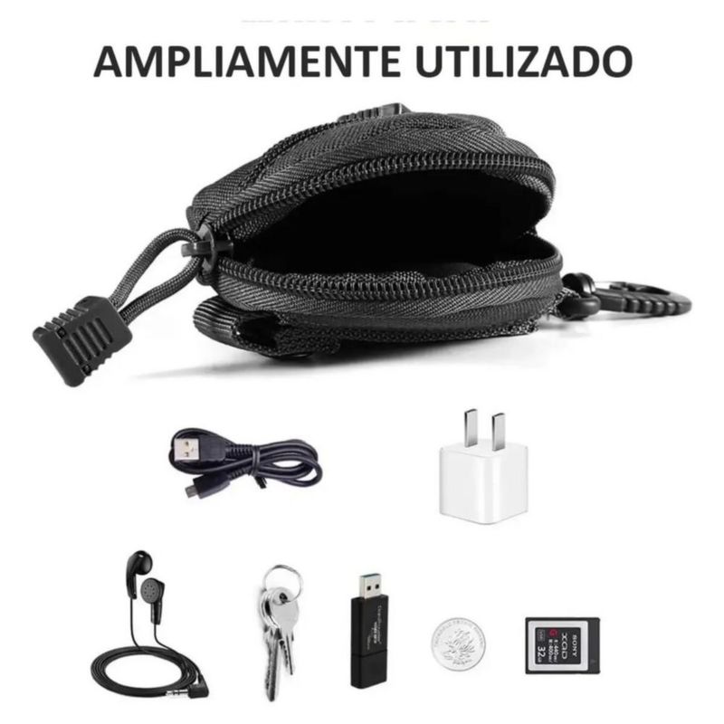 Bolsa Monedero Pequeña Colgante Táctico Multifunción 2 Pzas Negro