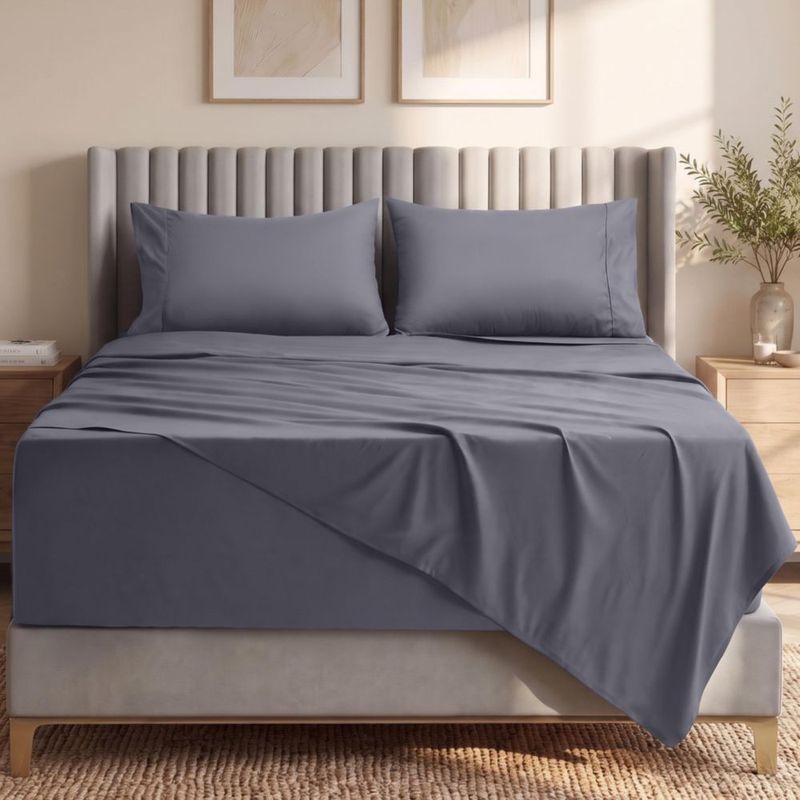 Juego de sábanas Utopia Bedding King 21 cm gris 4 piezas