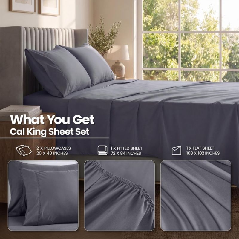 Juego de sábanas Utopia Bedding King 21 cm gris 4 piezas