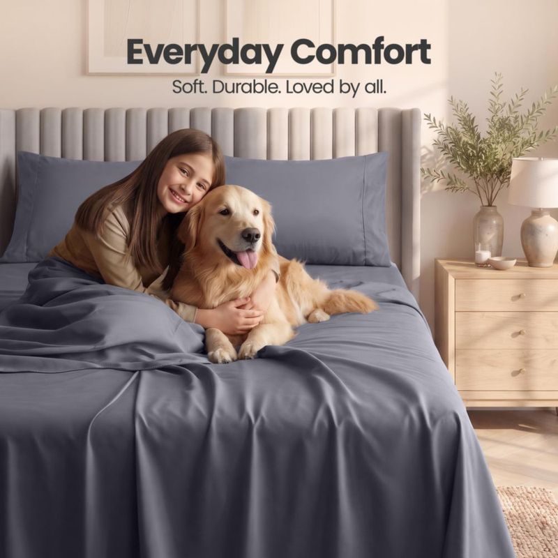 Juego de sábanas Utopia Bedding King 21 cm gris 4 piezas