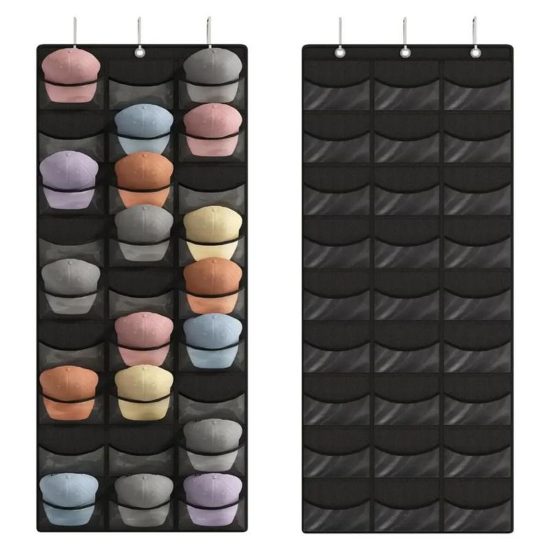 Organizador Bolsas De Almacenamiento Para Gorras Con 27 Bolsillos Negro