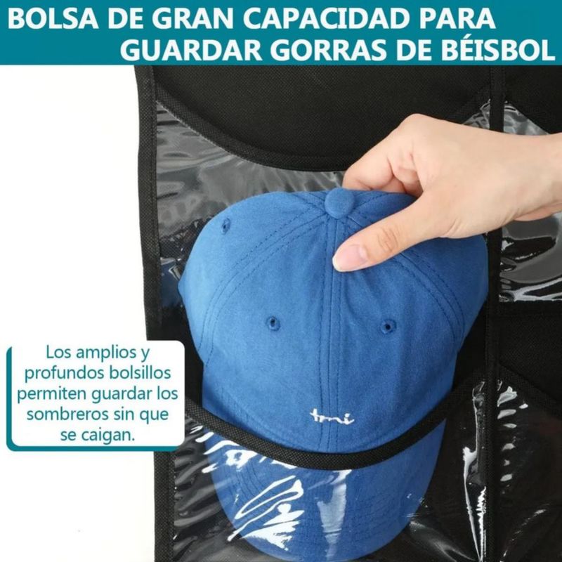 Organizador Bolsas De Almacenamiento Para Gorras Con 27 Bolsillos Negro