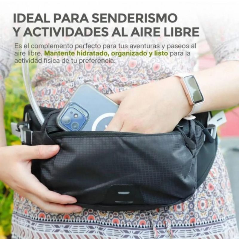 Cangurera de Hidratación de 1.5 Litros Para Actividades al Aire Libre Negro