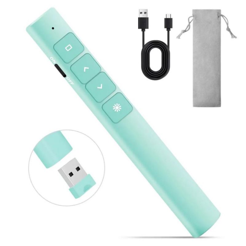 Apuntador Presentador Láser Inalámbrico Remoto USB Recargable Verde