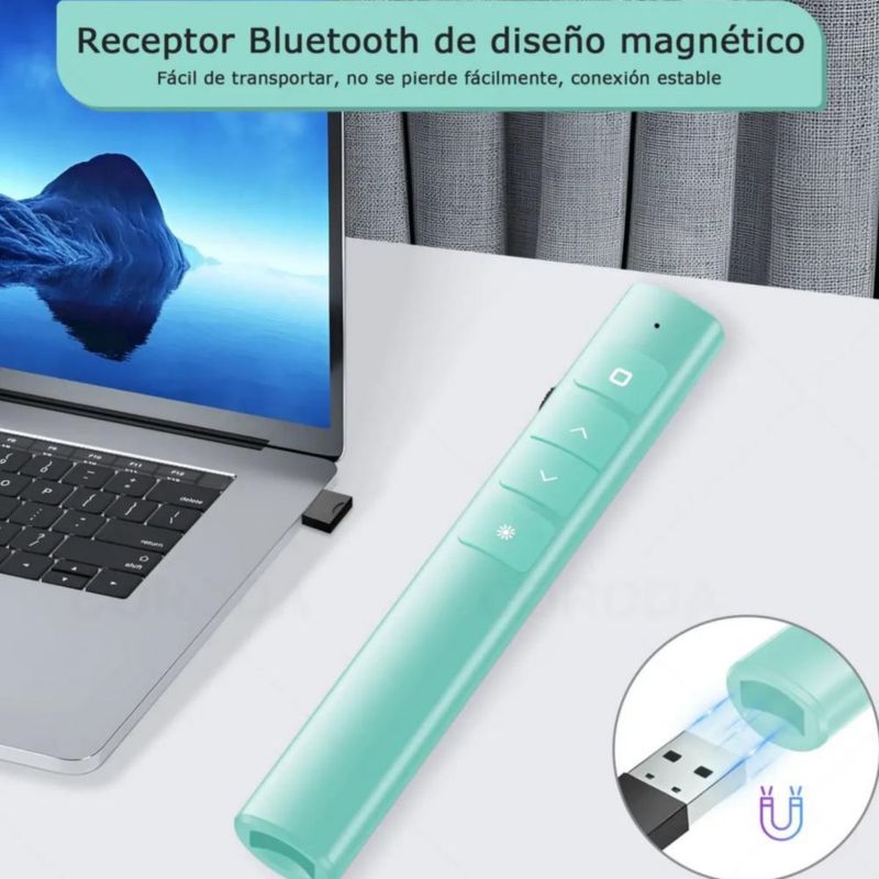 Apuntador Presentador Láser Inalámbrico Remoto USB Recargable Verde