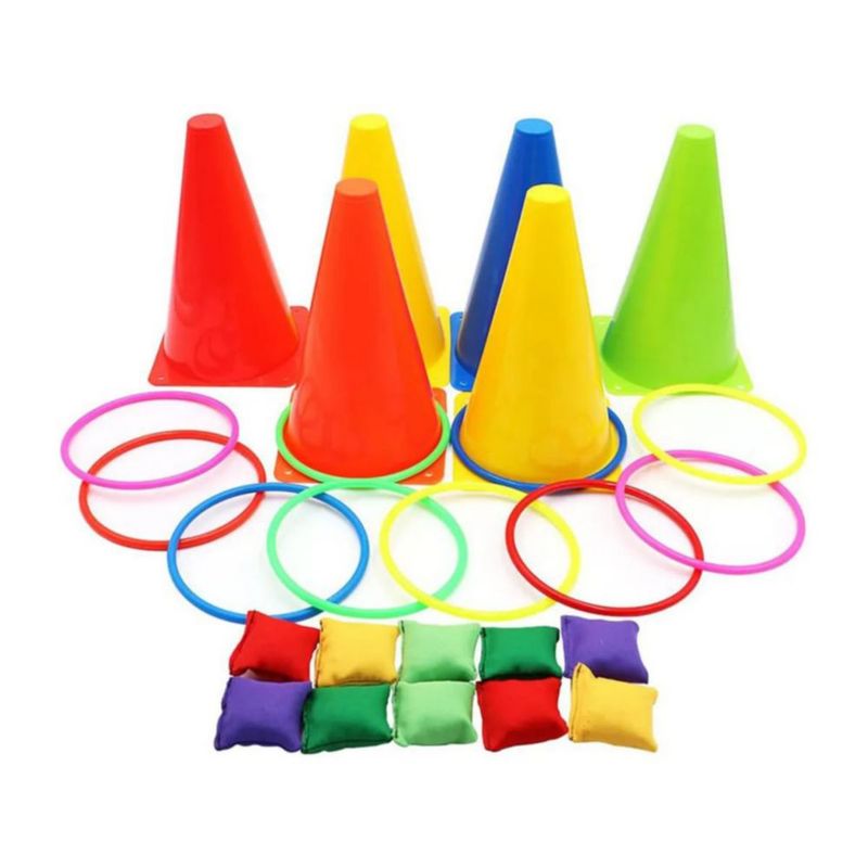 Juego De Puntería Con Aros De Plástico 3 En 1 Multicolor