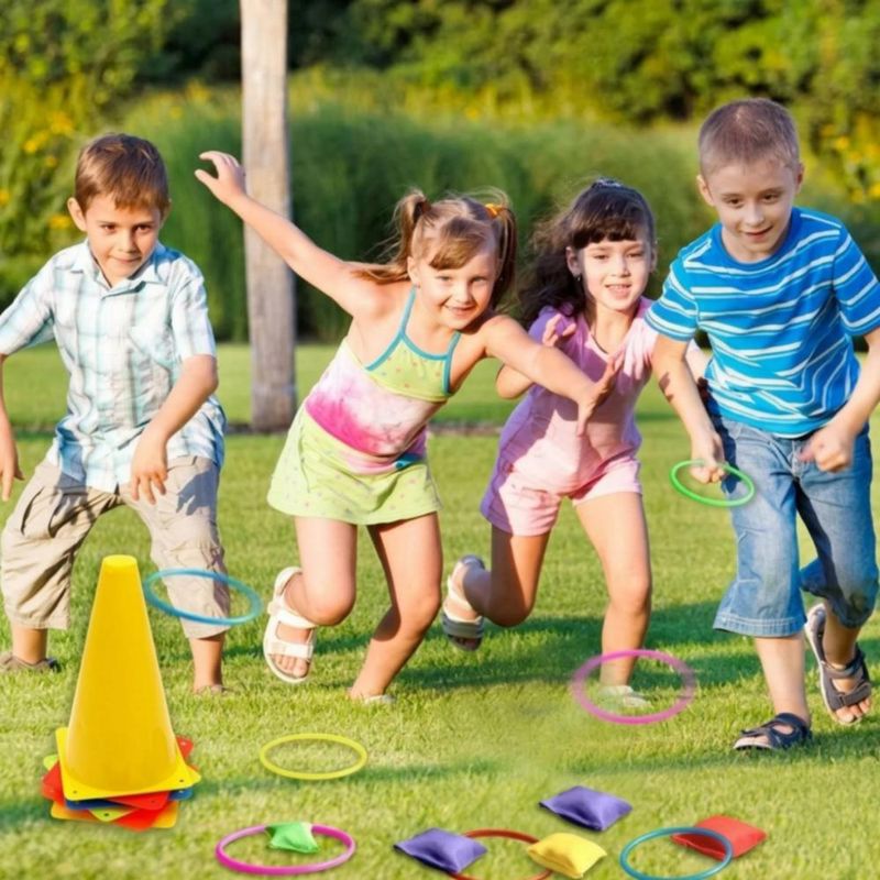 Juego De Puntería Con Aros De Plástico 3 En 1 Multicolor