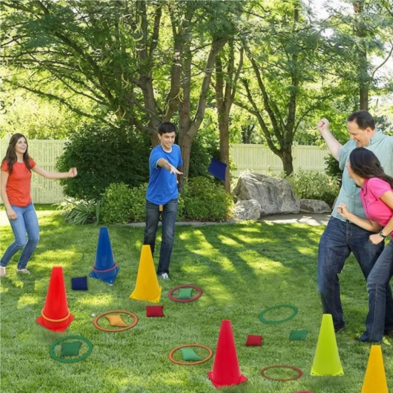 Juego De Puntería Con Aros De Plástico 3 En 1 Multicolor