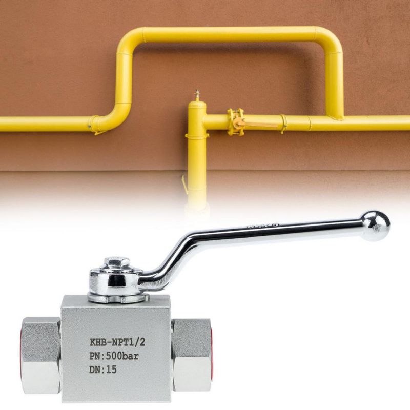Válvula de bola hidráulica QWORK 1/2" NPT 7250 PSI de cierre 2 vías