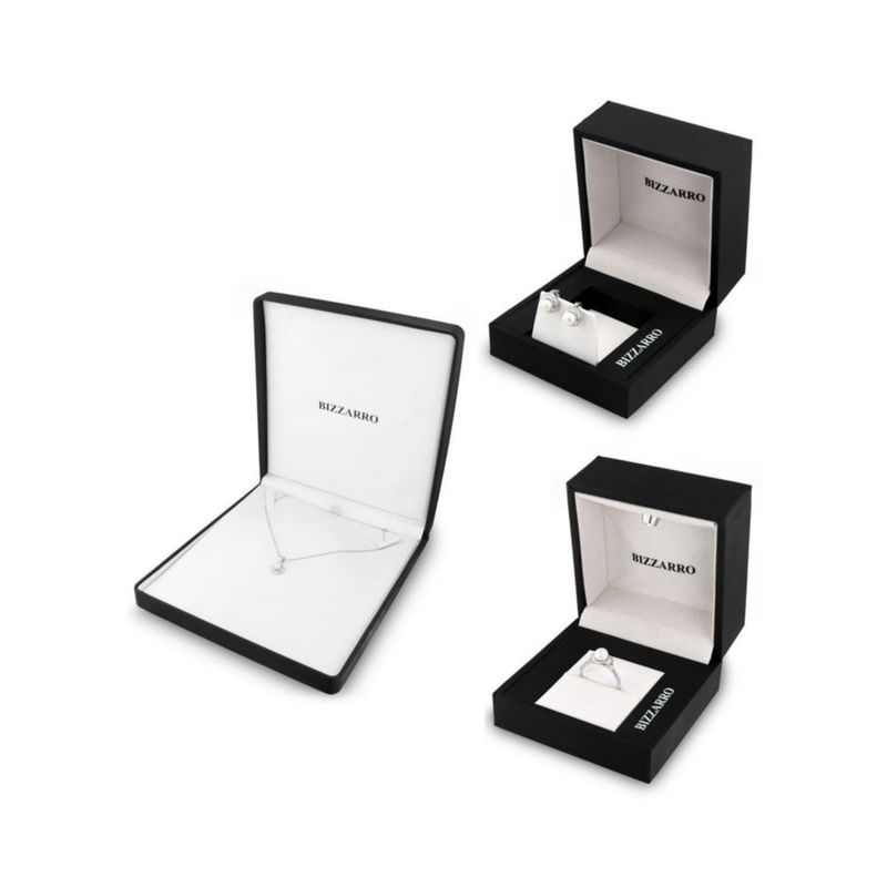 JUEGO DE ANILLO ARRACADAS Y DIJE CON CADENA PLATA BLANCA 925 CON ZIRCONIAS BLANCAS Y PERLA JB-18JB1
