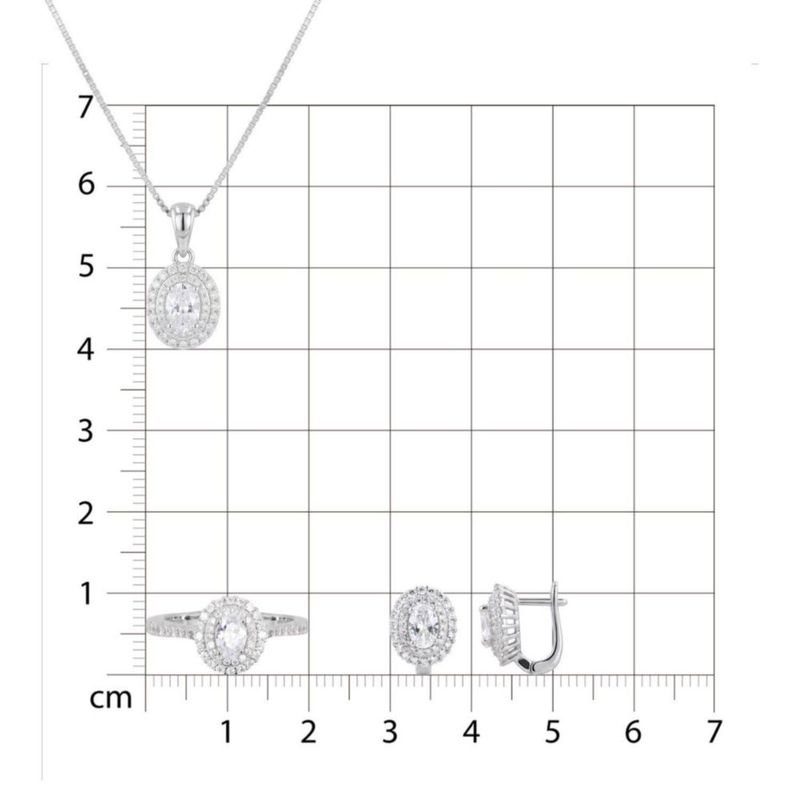 JUEGO DE ANILLO ARRACADAS Y DIJE CON CADENA PLATA BLANCA 925 CON ZIRCONIAS BLANCAS JB-17JB1