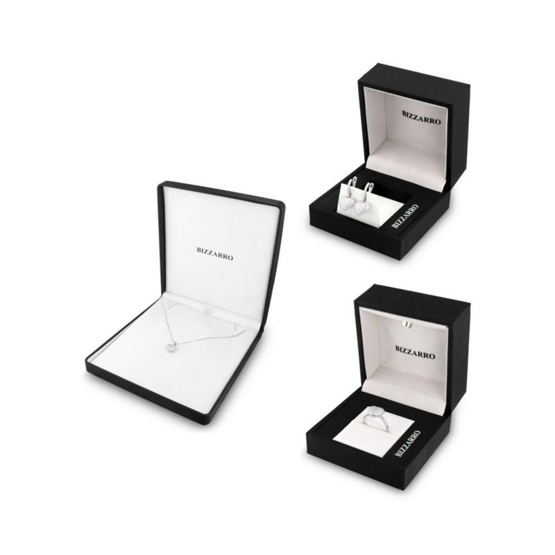 JUEGO DE ANILLO ARRACADAS Y DIJE DE CORAZON CON CADENA DE PLATA BLANCA 925 CON ZIRCONIAS JB-28JB1