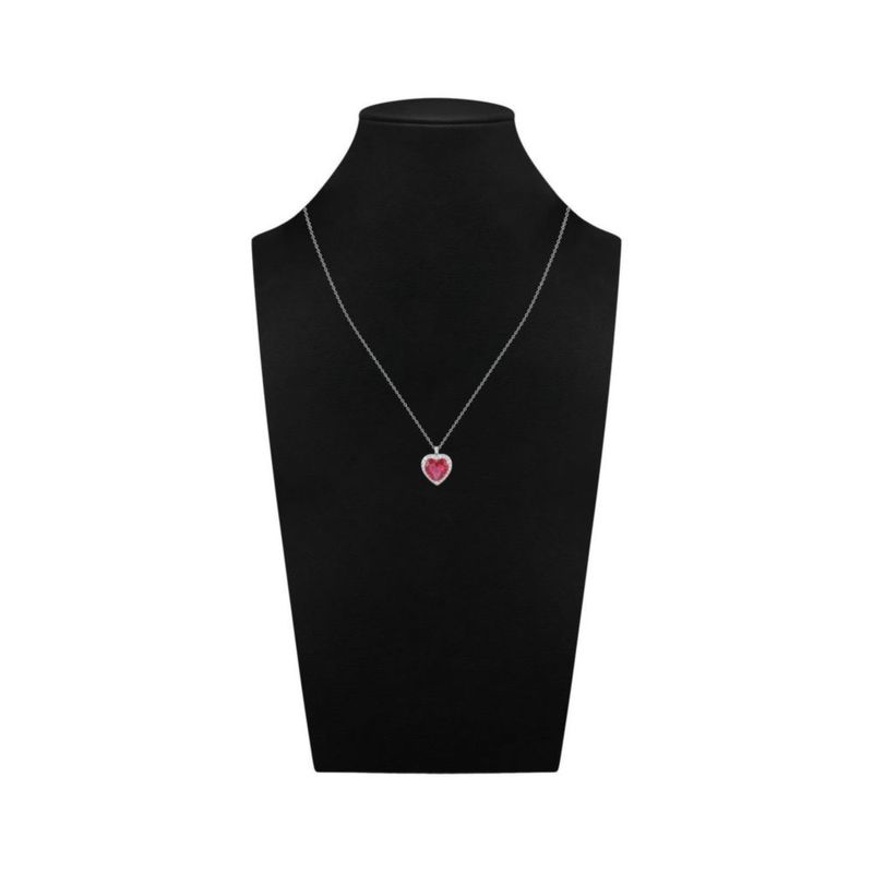JUEGO DE ANILLO ARETES Y DIJE DE CORAZON CON CADENA PLATA BLANCA 925 CON ZIRCONIAS BLANCAS Y ROSAS JB-24JB1