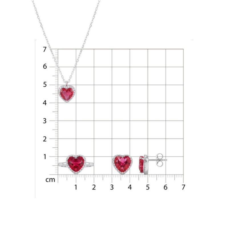 JUEGO DE ANILLO ARETES Y DIJE DE CORAZON CON CADENA PLATA BLANCA 925 CON ZIRCONIAS BLANCAS Y ROSAS JB-24JB1