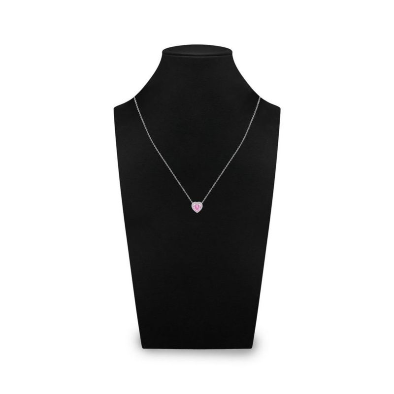 JUEGO DE ANILLO ARRACADAS Y DIJE DE CORAZON CON CADENA PLATA BLANCA 925 CON ZIRCONIAS BLANCAS Y ROSAS JB-19JB1