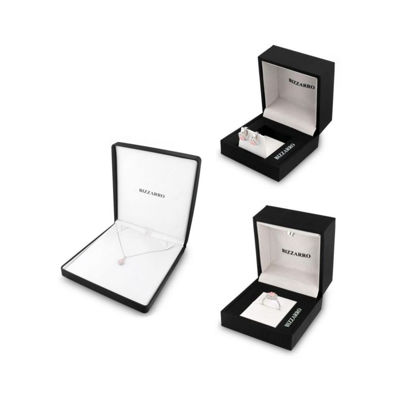 JUEGO DE ANILLO ARRACADAS Y DIJE DE FLOR CON CADENA PLATA BLANCA 925 CON OPALO ROSA Y ZIRCONIAS JB-34JB1
