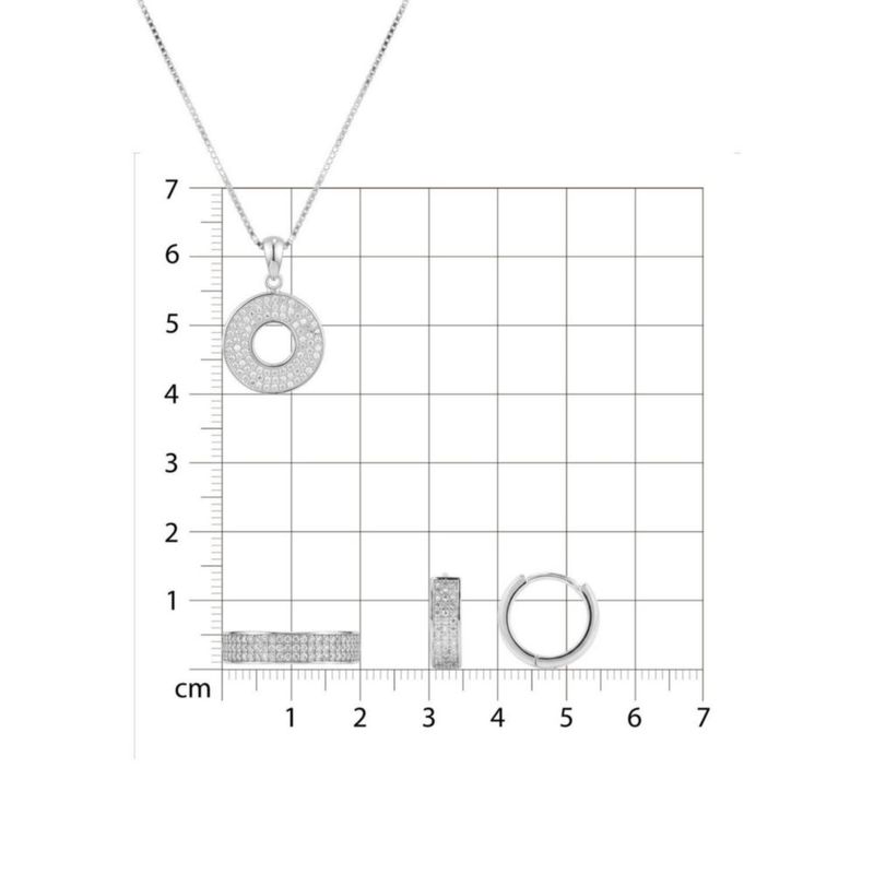 JUEGO DE ARRACADAS CHURUMBELA Y DIJE CON CADENA DE PLATA BLANCA 925 CON ZIRCONIAS JB-26JB1