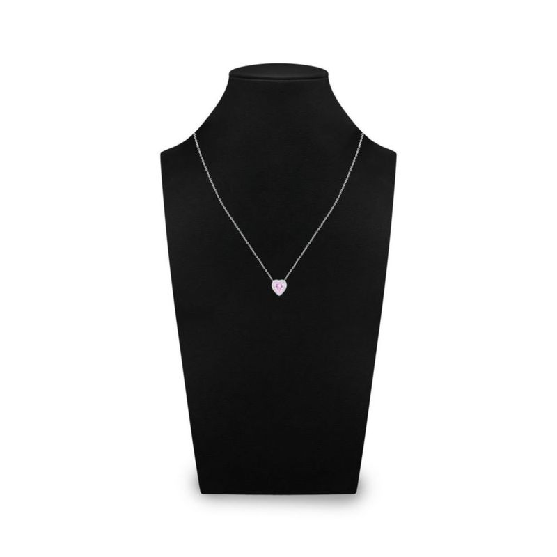 JUEGO DE ANILLO ARRACADAS Y GARGANTILLA DE CORAZON PLATA BLANCA 925 CON ZIRCONIAS BLANCAS Y ROSAS JB-40JB1