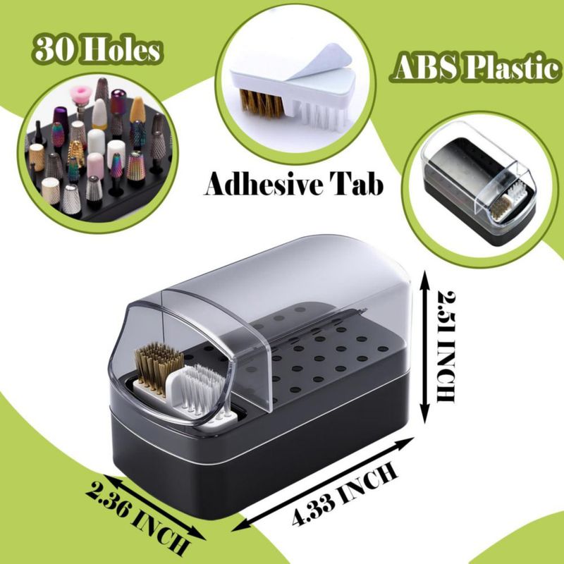 Estuche 2 en 1 para Brocas de Taladro de Uñas FANTEXY con Cepillo Limpiador