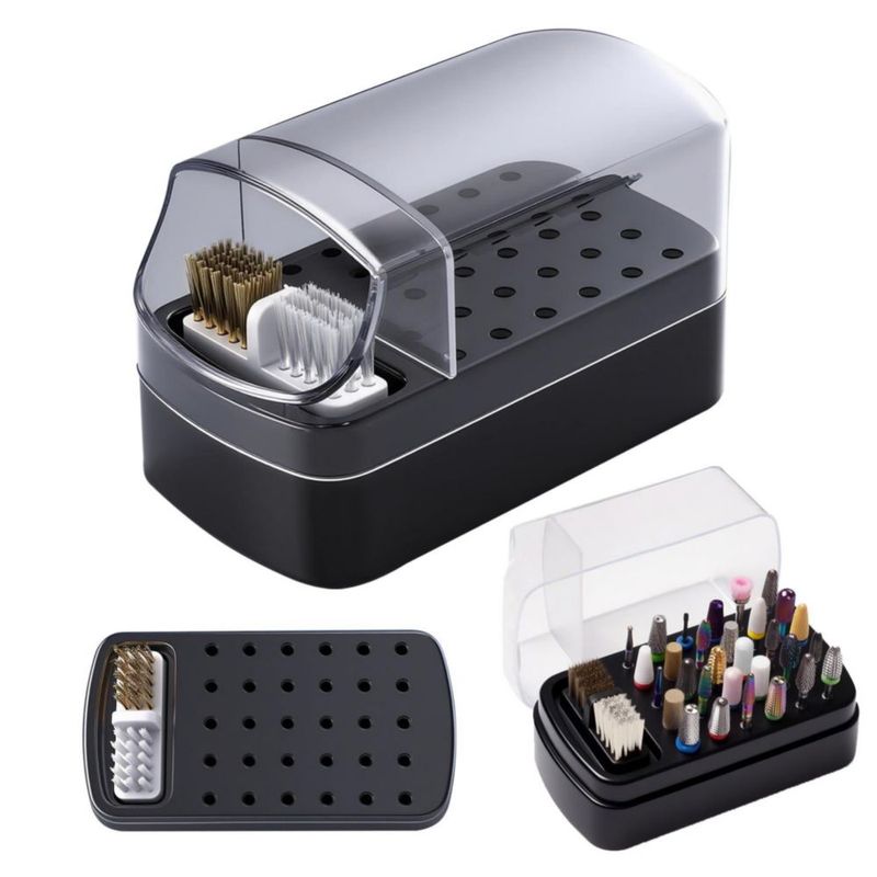 Estuche 2 en 1 para Brocas de Taladro de Uñas FANTEXY con Cepillo Limpiador