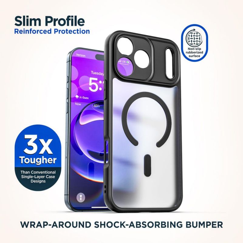 Funda ENCASED SlimShield con correa para iPhone 17 Pro Max MagSafe – Negra