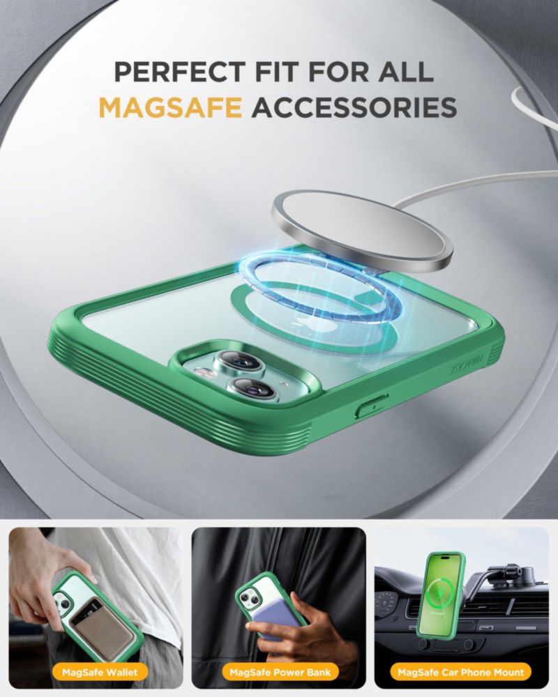 Funda Miracase para iPhone 15 Plus MagSafe Verde