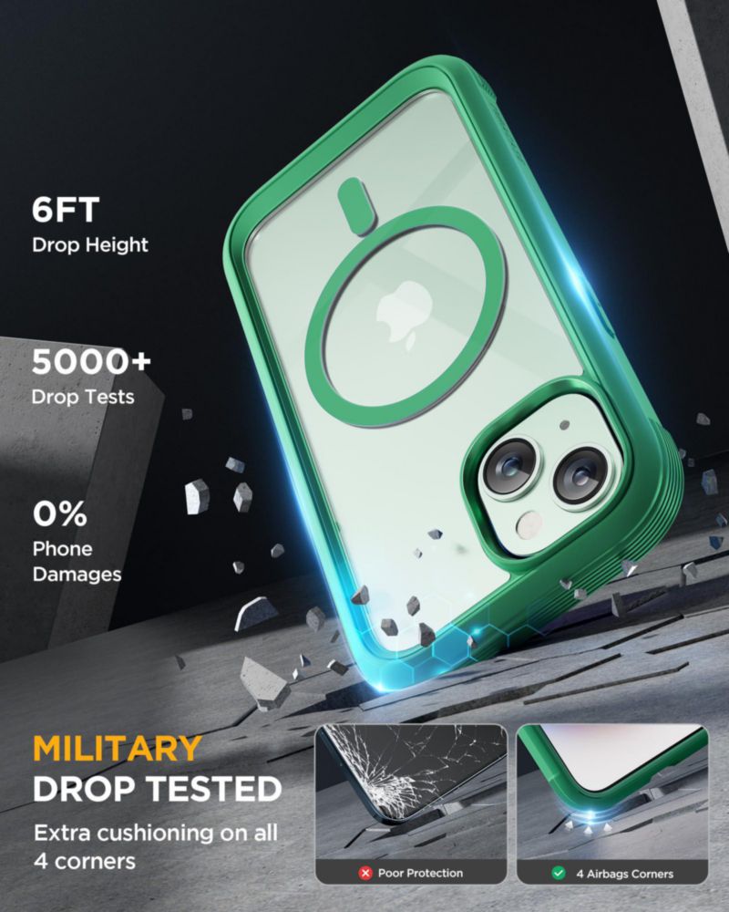 Funda Miracase para iPhone 15 Plus MagSafe Verde