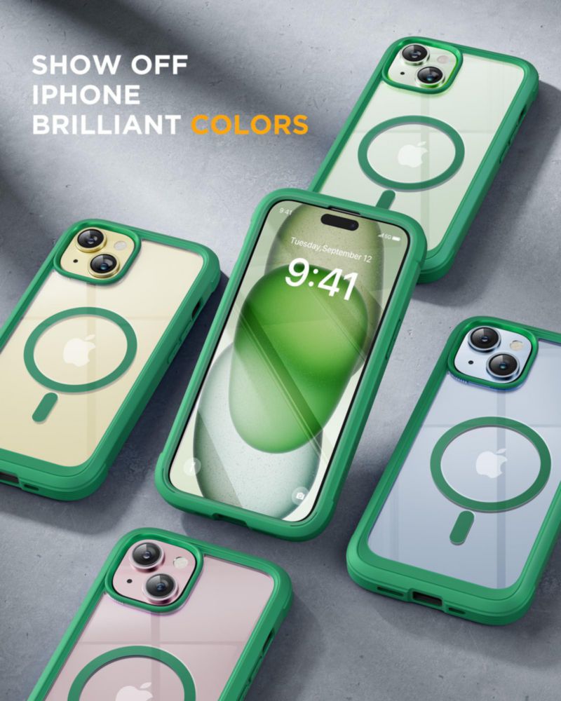 Funda Miracase para iPhone 15 Plus MagSafe Verde