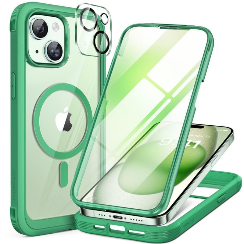 Funda Miracase para iPhone 15 Plus MagSafe Verde