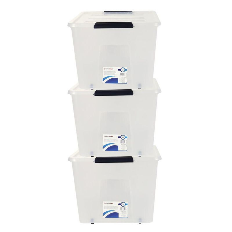 Cajas organizadoras de plástico apilables Hypermark juego 3 cajas 52L HM114BX-THREE PACK