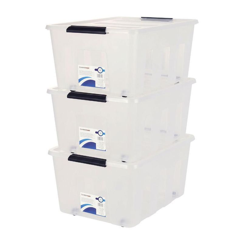 Cajas organizadoras de plástico apilables Hypermark juego 3 cajas 52L HM114BX-THREE PACK