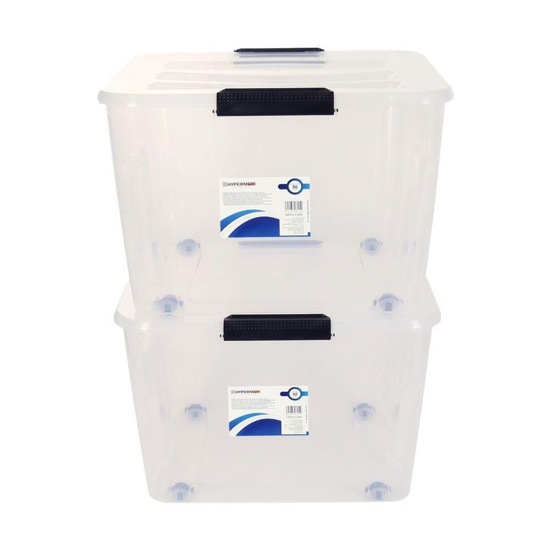 Cajas organizadoras de plástico 2 piezas apilables Hypermark 80L HM115BX-DUO PACK