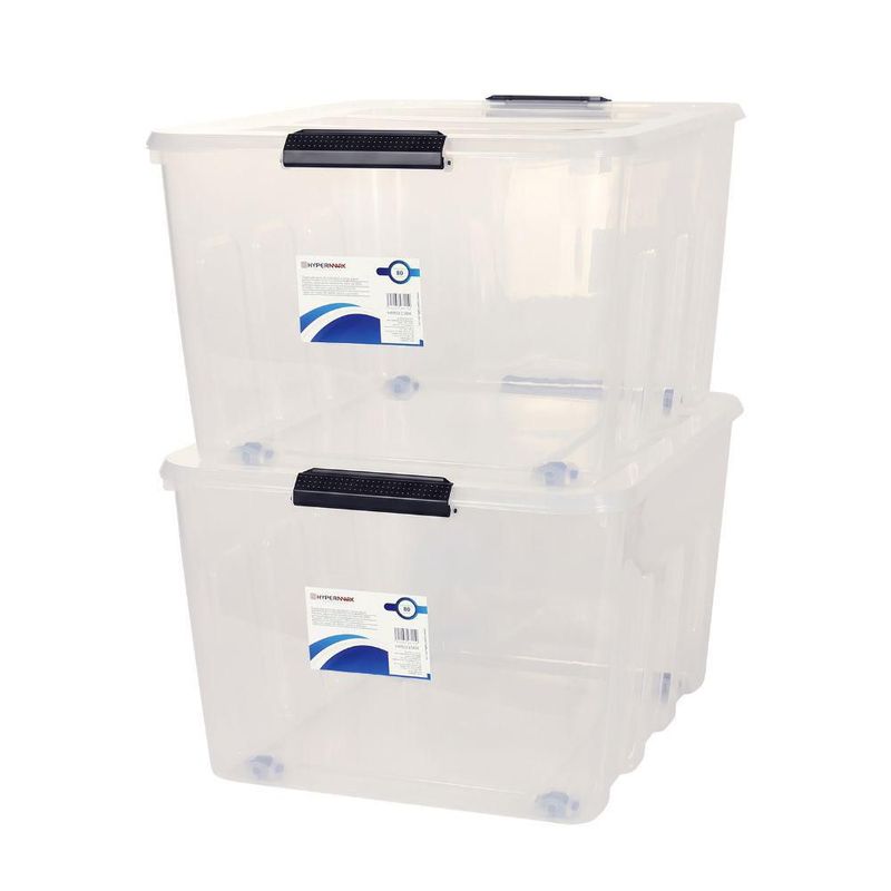 Cajas organizadoras de plástico 2 piezas apilables Hypermark 80L HM115BX-DUO PACK
