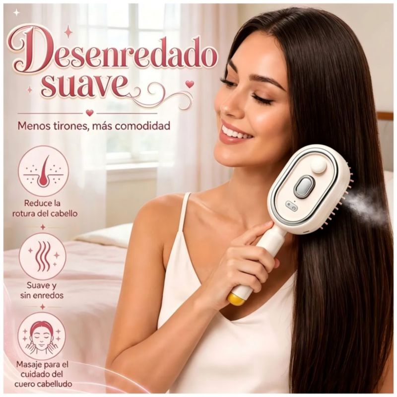 Cepillo Vapor Eléctrico Reducir El Encrespamiento, Color Blanco
