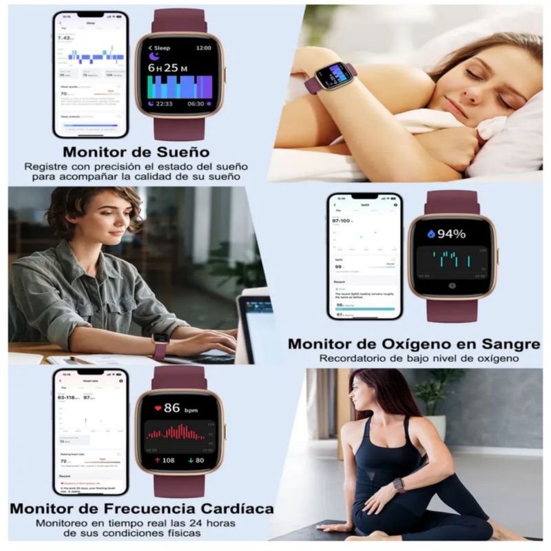 Reloj Inteligente Smartwatch Llamadas Bluetooth Para Alexa, Color Violeta oscuro