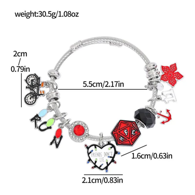 Pulsera Stranger Things, Regalo Para Mujeres/hombres/amigos, Color Plata Multicolor