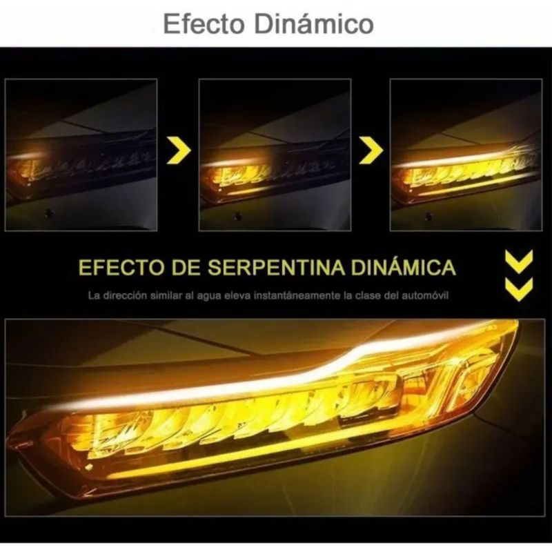 Tira Led Drl Flexible Direccional Secuencial Auto 60 Cm Azul