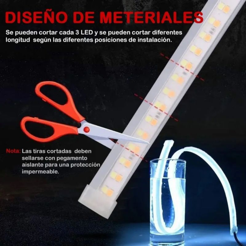 Tira Led Drl Flexible Direccional Secuencial Auto 60 Cm Azul