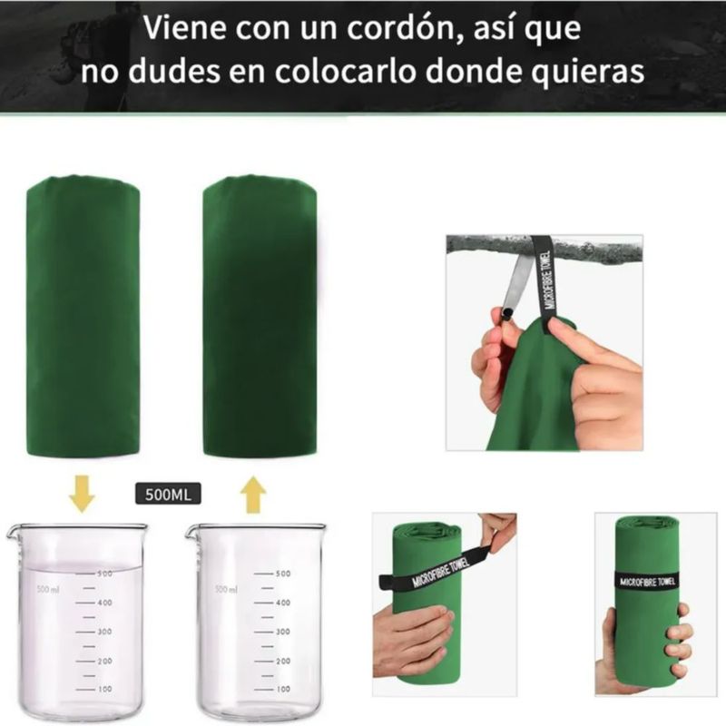 Toalla Baño Camping De Microfibra De Secado Rápido Verde