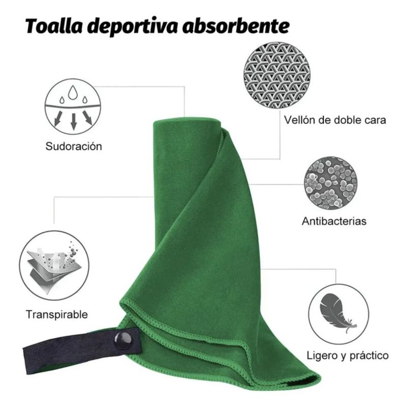 Toalla Baño Camping De Microfibra De Secado Rápido Verde
