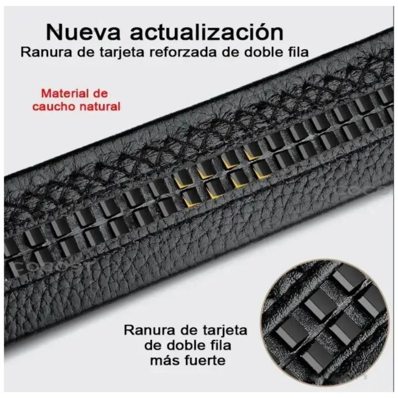 Cinto Elegante Cuero Hombre, Hebilla Automática, Color Negro