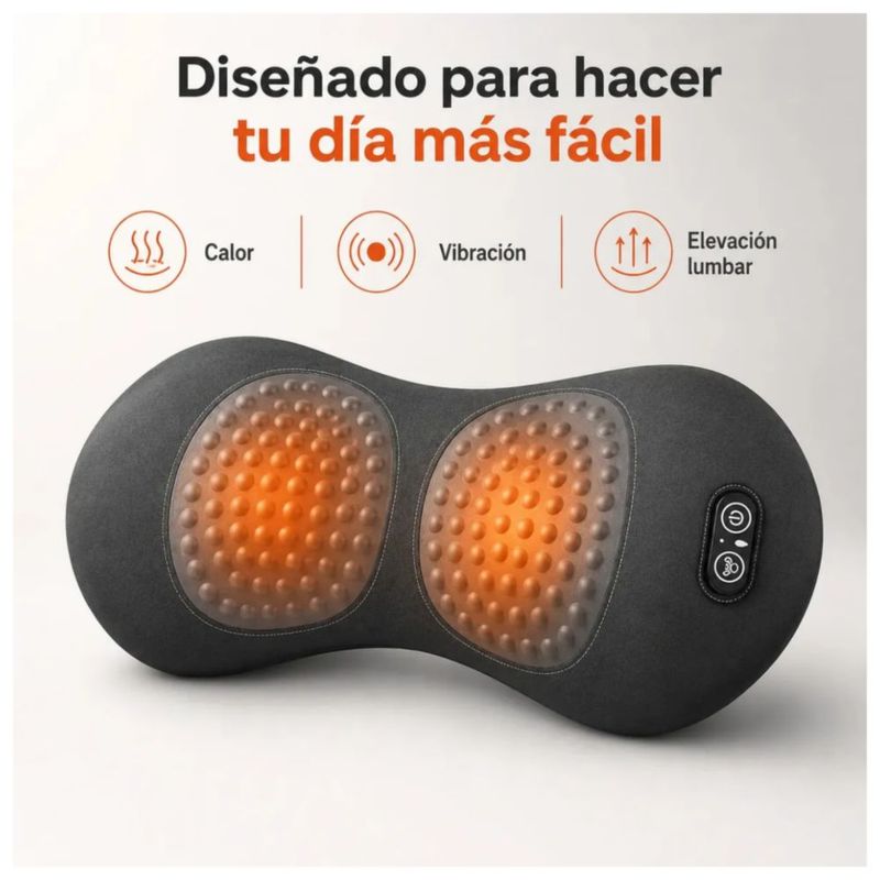 Masajeador de Espalda y Cuello con Calor, Vibración y Tracción, Recargable USB Color Gris