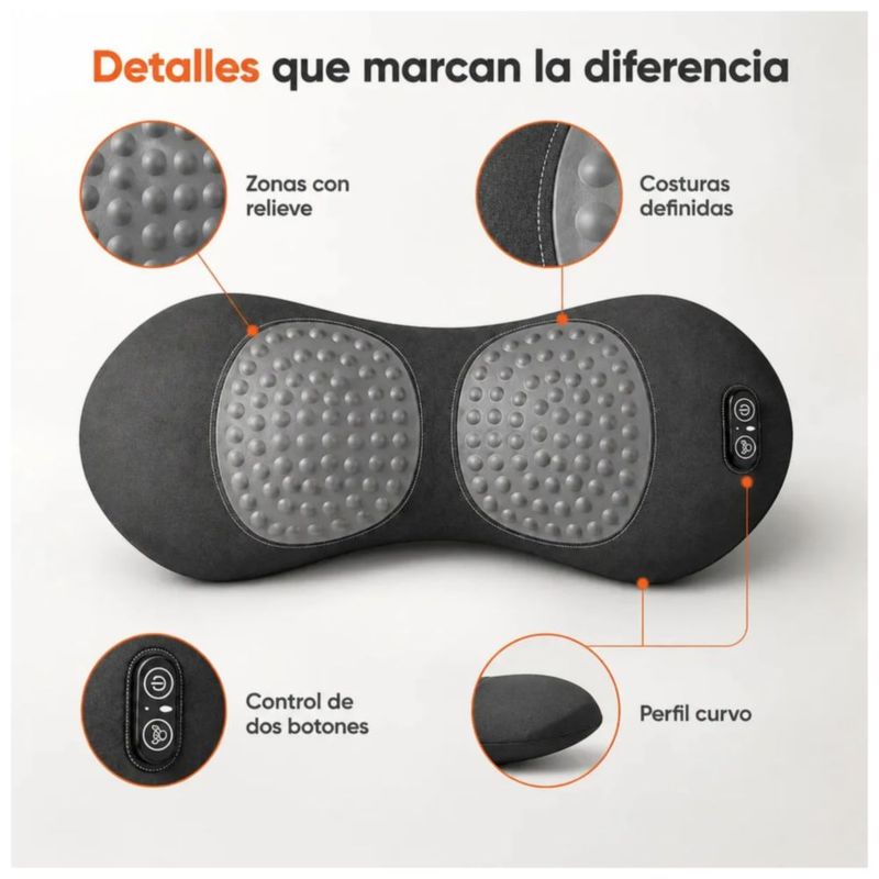 Masajeador de Espalda y Cuello con Calor, Vibración y Tracción, Recargable USB Color Gris