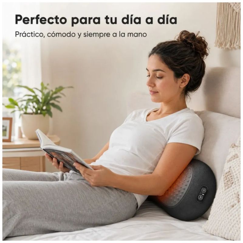 Masajeador de Espalda y Cuello con Calor, Vibración y Tracción, Recargable USB Color Gris