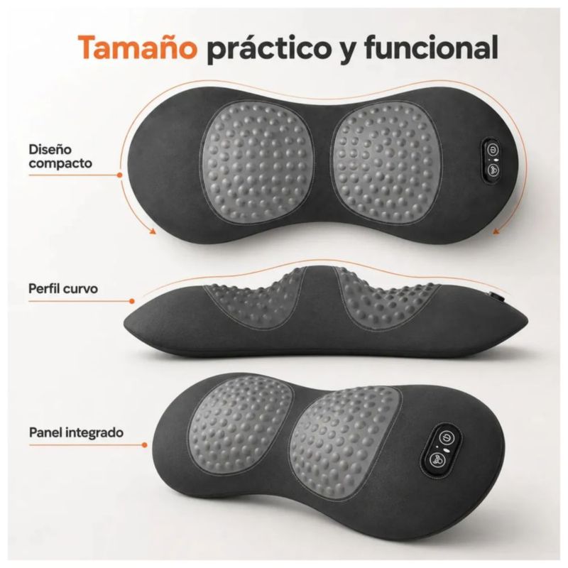 Masajeador de Espalda y Cuello con Calor, Vibración y Tracción, Recargable USB Color Gris