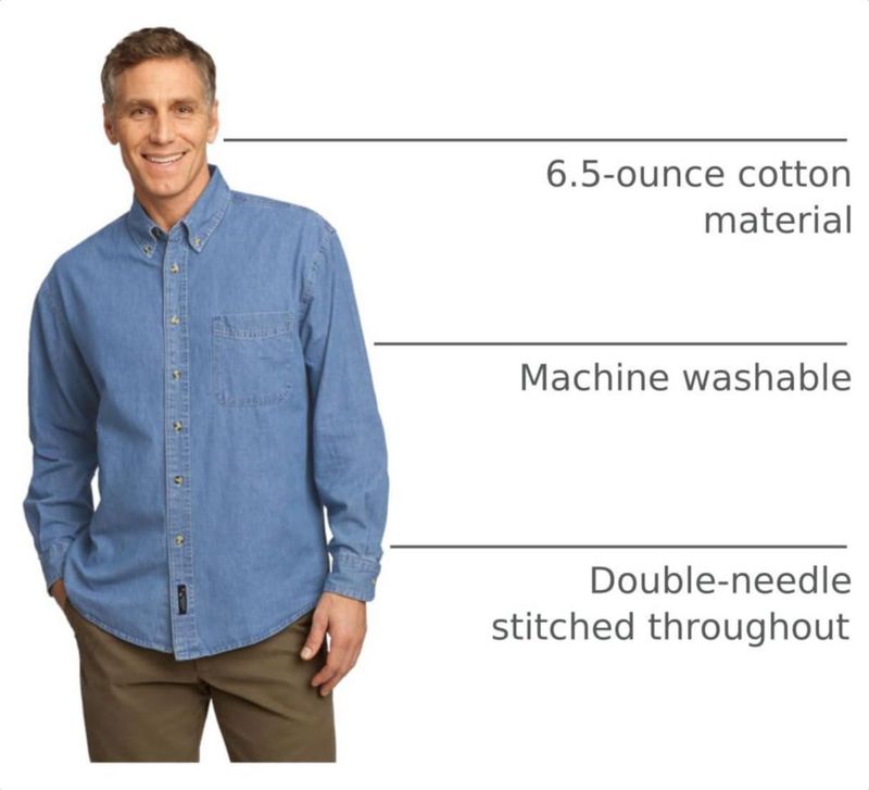 Camisa Port & Co SP10 Azul Deslavado Talla Grande