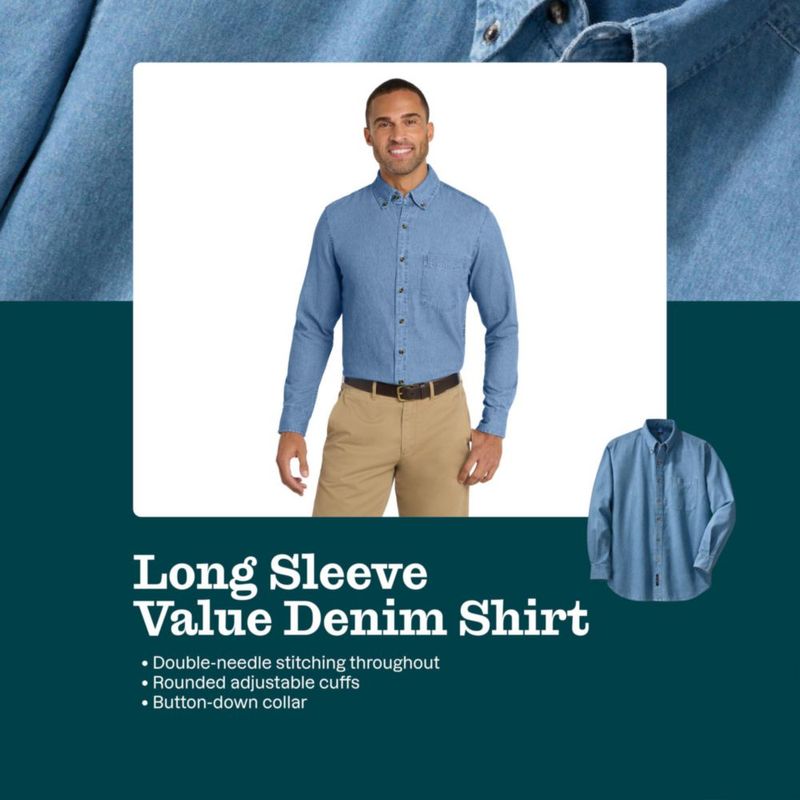 Camisa Port & Co SP10 Azul Deslavado Talla Grande