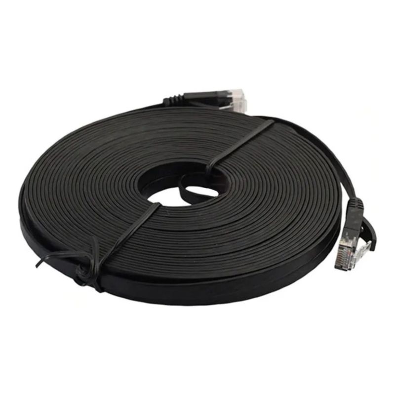Cable Red Plano Categoria 6 Cat6 Rj45 Utp Ethernet 30 Metros Negro